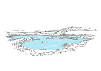 Blue Lagoon in Iceland one line drawing