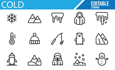 Winter Fun and Cold Activities Iconography Set