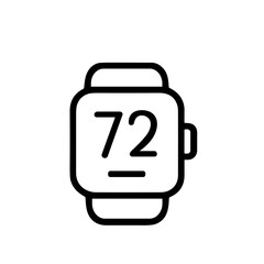 Minimalist Outline Smartwatch Display with Number Temperature Indication Icon