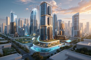Obraz premium Visionary City Design Concepts Featuring Innovative Digital Interfaces and Sustainable Urban Solutions