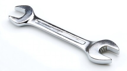 Silver Wrench on White Background