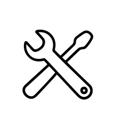 Simple Outline Crossed Wrench and Screwdriver Tools for Repairing Icon