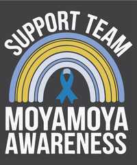 Support team Moyamoya Awareness T-Shirt design, Moyamoya Disease Awareness T-Shirt, Moyamoya Warrior, Blue Rainbow, Moyamoya Awareness
