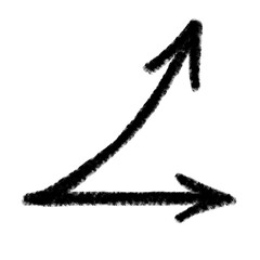 Arrow grunge vector icon. Arrow grunge doodle line. Arrow chalk vector, curve wave.