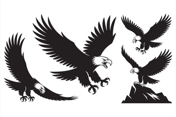 Obraz premium Bold eagle emblem silhouettes in fierce landing poses