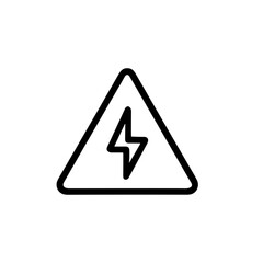 Simple Outline Electricity Warning Triangle Sign Shape Icon Alert Symbol