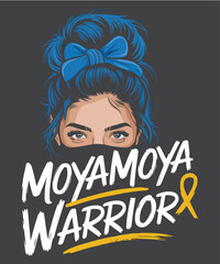 Moyamoya Warrior messy bun hairstyle Moyamoya Awareness T-Shirt T-Shirt design svg, Moyamoya Disease Awareness T-Shirt, Moyamoya Warrior, Blue Rainbow, Moyamoya Awareness, messy bun hairstyle 
