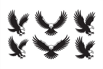 Fierce eagle mascot vector illustrations with spread wings
