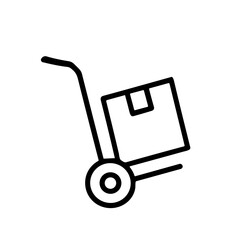Simple Lineart Handdrawn Box on Hand Truck Trolley Delivery Icon