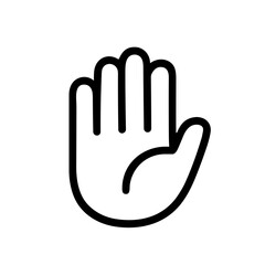 Obraz premium Simple Outline Hand Gesture Stop Sign Symbol Icon with Five Fingers