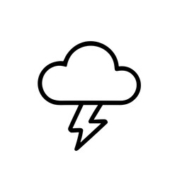 Line Simple Cloud Lightning Storm Forecast Weather Element Icon Graphic