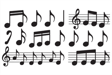  Dynamic Music Staff Flow with Treble Clefs and Notes