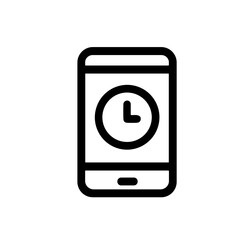 Simple Line Style Mobile Phone with Clock Time Management Icon