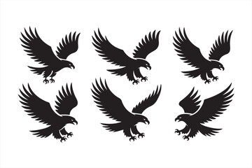 Symmetrical eagle attack pose vector icons