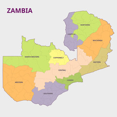 Map of Zambia Provinces and Regions