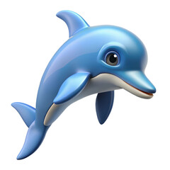 Obraz premium Adorable 3d rendered blue dolphin character with big eyes and friendly smile