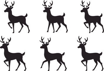 Elegant Deer Silhouette Vector Set for Nature-Inspired Designs