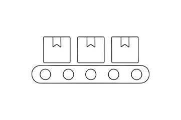 Production Line with Boxes continuous one line drawing minimalism design