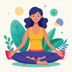 woman doing yoga vector