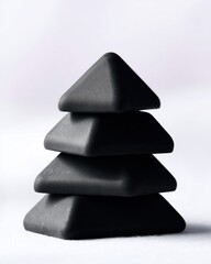 Stack of Black Pyramidal Shapes on White Background