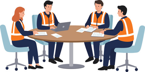 Businesspeople and students work on laptops at desks and tables in a cafe or classroom