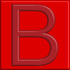 3D Red Embossed Letter B Icon - Alphabet Vector