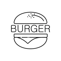 Fototapeta premium Cheeseburger, hamburger line art logo design