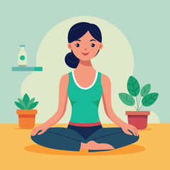 woman doing yoga vector