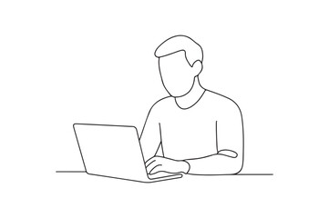 Remote Working continuous one line drawing minimalism design