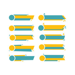 A collection of colorful lower third banners for various uses with a round shape on the front