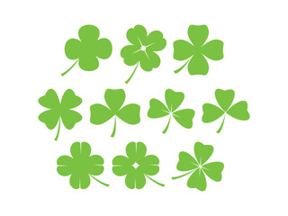 Collection of Green Clover and Shamrock Symbols for St. Patrick's Day