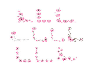 Cute pink butterfly corner frame collection
