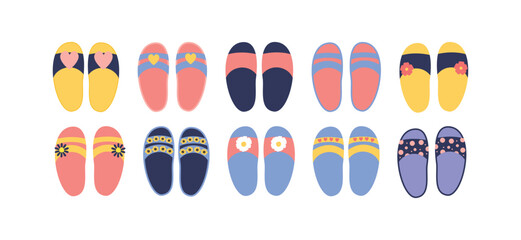 Cute colorful sandals hand drawn illustration collection