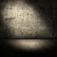 Concrete wall with a wooden floor