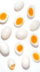 Perfectly poached eggs on white background