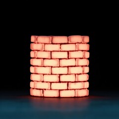 Glowing Orange Brick Cylinder on Dark Background