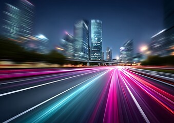 City street at night, motion blur
