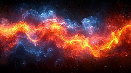 Abstract fiery and icy cosmic nebula swirling flames and ice space background energy power