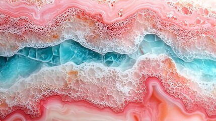 Stunning Pink and Teal Agate Stone Texture Close up Macro Detail of Gemstone with Bubbles and Veins