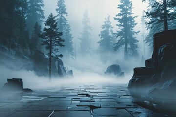 Imaginative Fog Tech Exploration: Atmospheric Vector Backdrop Design