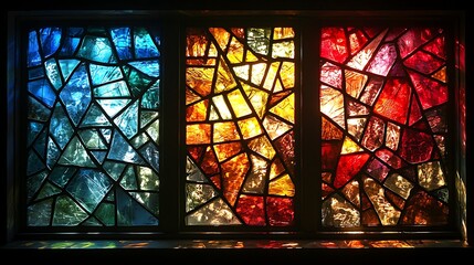 Vibrant Abstract Stained Glass Window Colorful Architectural Interior Design Church Chapel