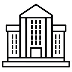office building line art icon black and white building
