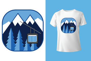 Ski winter sport vintage typography t shirt design with glasses and skier silhouette	
