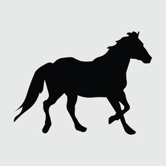 silhouette image of a black horse pose