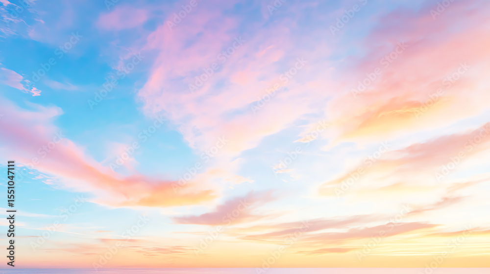Aufkleber a beautiful sunset sky with soft pastel colors blending together, creating a serene and tranquil atm