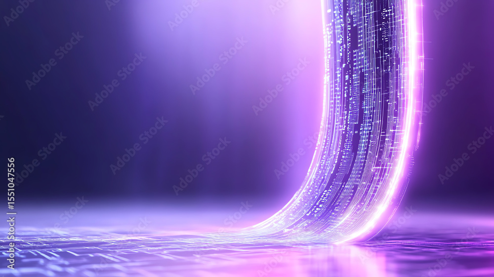 Aufkleber A captivating digital flow of neon purple light with intricate patterns representing data movement in a futuristic setting.
