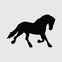 silhouette image of a black horse pose