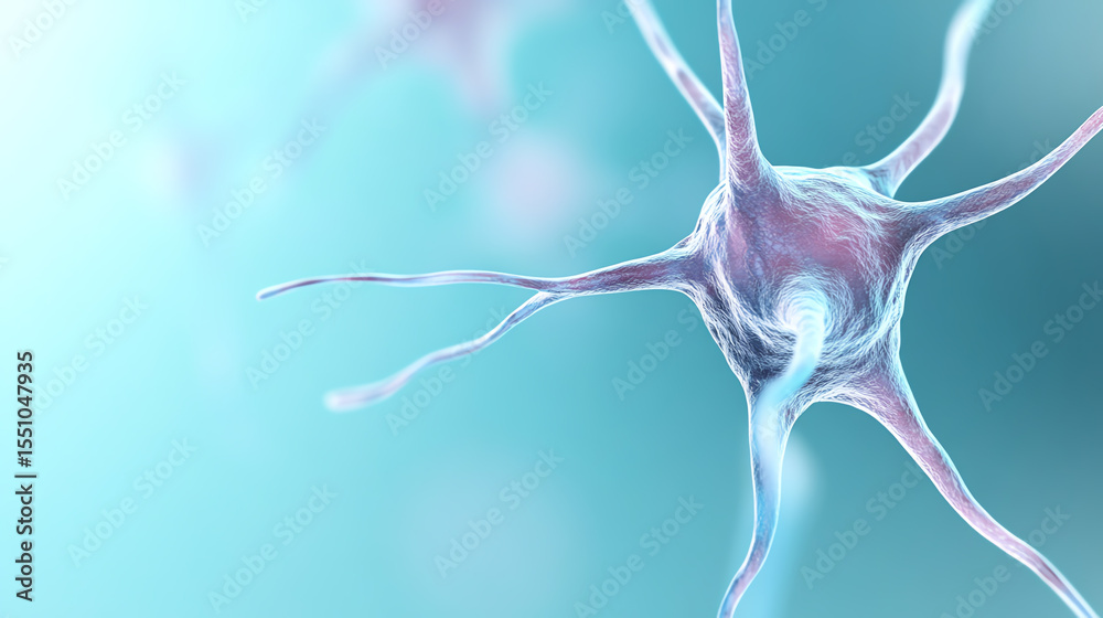 Poster A close-up view of a neuron, showcasing its unique structure and intricate details, symbolizing the complexity of the nervous system.