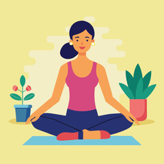 woman doing yoga vector