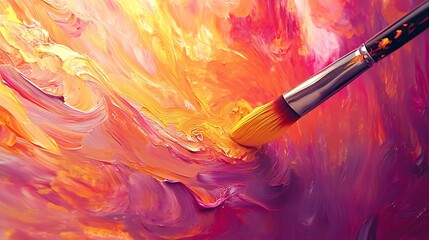 Focused artist painting vivid colors on large canvas
Creative painter mixing colors on wooden art palette


